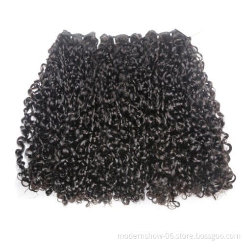 Customized Double Drawn Egg Human Hair Bundles Curly Curl Brazilian Fumi Pixie Rose Machine Hair Weave Nature Black Color